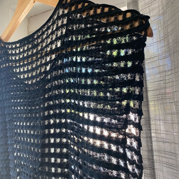 Eileen Fisher Black Asymmetrical Knit Blouse Size Small - Picture 5 of 7